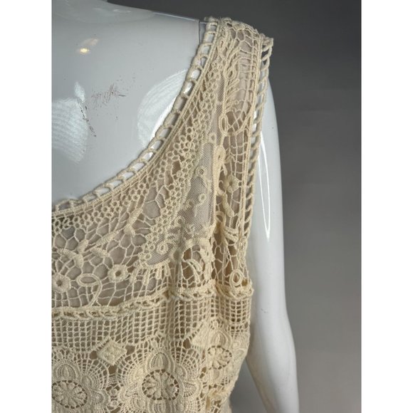 NorthStyle Lace Layered Resort Shift Dress Size XL Beige Cotton - Picture 10 of 16